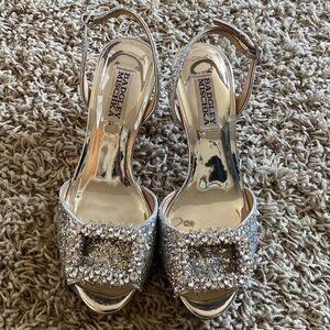 Badgley Mischka Silver Embellished Heels